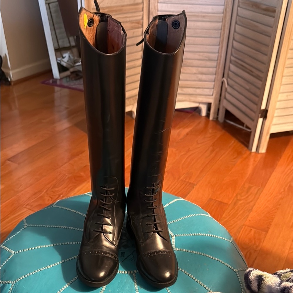 Kids Tall Black Riding Boots - Classic Lace-Up Style
